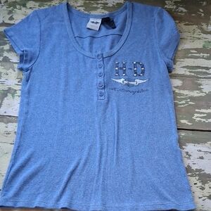 Harley-Davidson Light Blue Short Sleeve Tee with Studded HD Logo